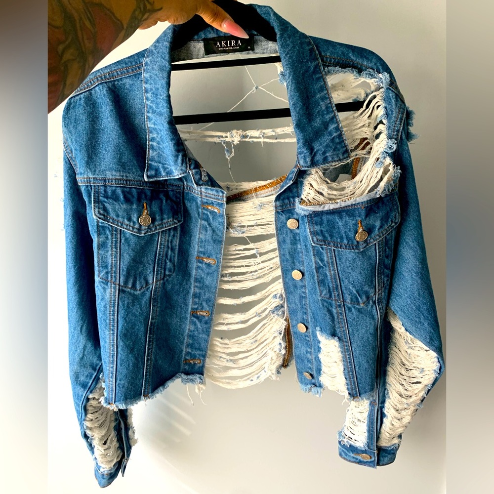Akira ripped Jean jacket XL